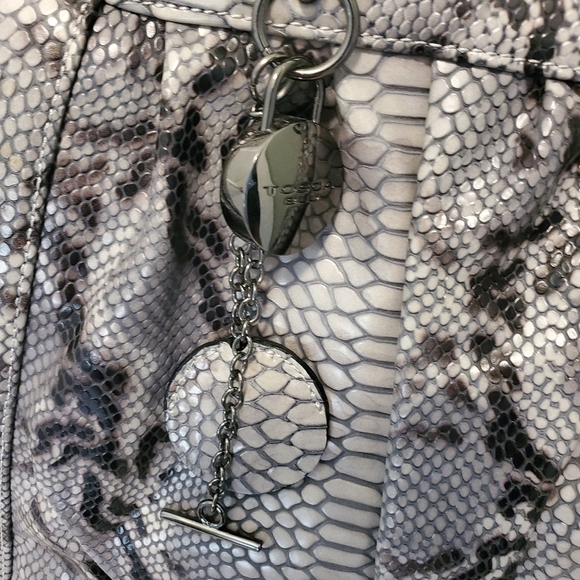 EC Tosca Blu Snakprint Leather Large Satchel/Tote Grey & Black - Picture 2 of 16